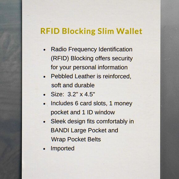 New in original box Bandi rf-blocking wallet, color: taupe - Picture 7 of 7